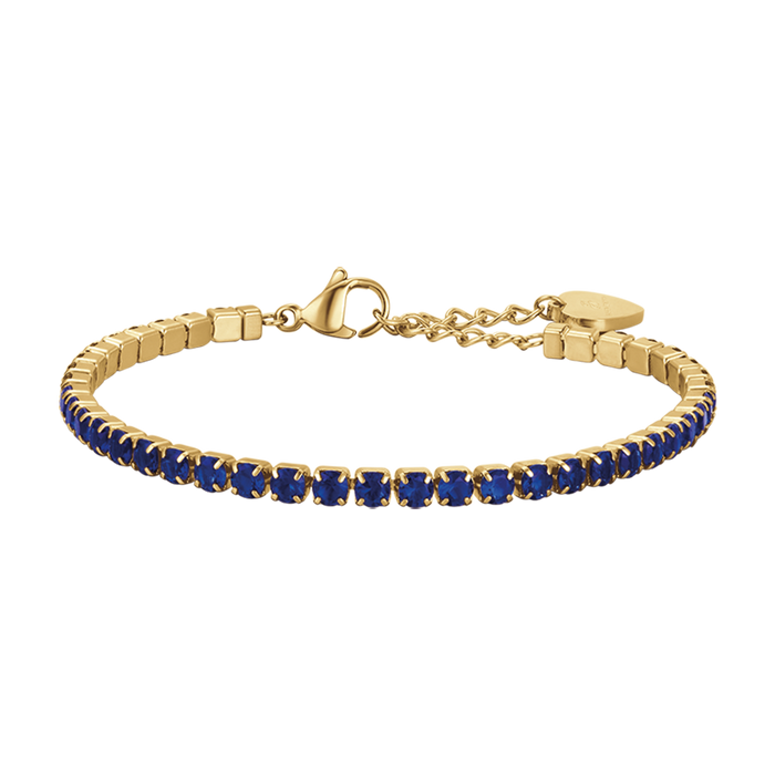 BRACELET DE TENNIS FEMME EN ACIER DORÉ IP AVEC CRISTAUX BLEU