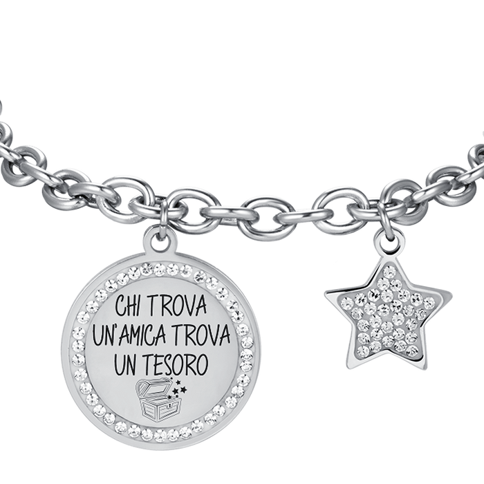 BRACCIALE DONNA IN ACCIAIO CHI TROVA UN'AMICA TROVA UN TESORO
