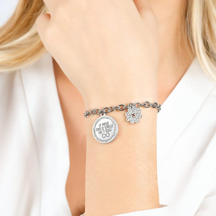 WOMEN'S STEEL BRACELET FRIENDS ARE THE SISTERS YOU CHOOSE WITH ENAMEL