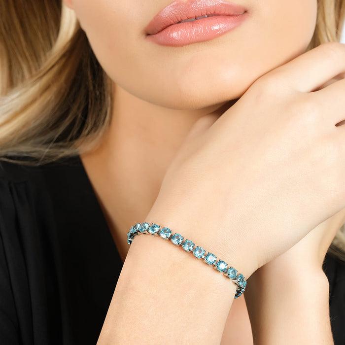 WOMEN'S TENNIS BRACELET IN STEEL WITH BLUE CRYSTALS
