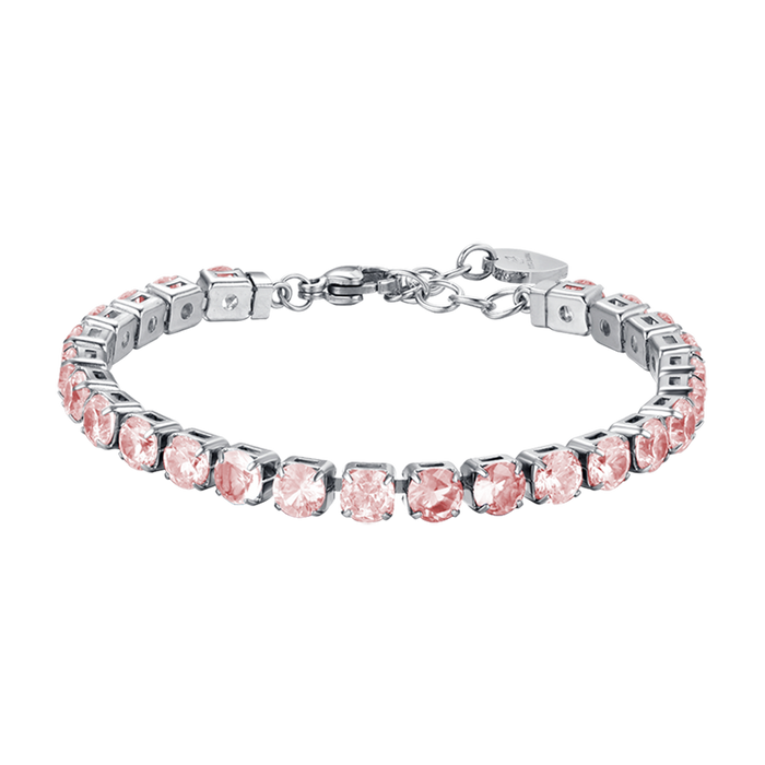 WOMEN'S TENNIS BRACELET IN STEEL WITH PINK CRYSTALS