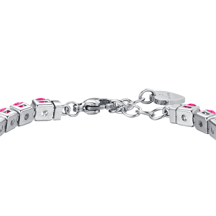 BRACCIALE TENNIS DONNA IN ACCIAIO CON CRISTALLI FUCSIA