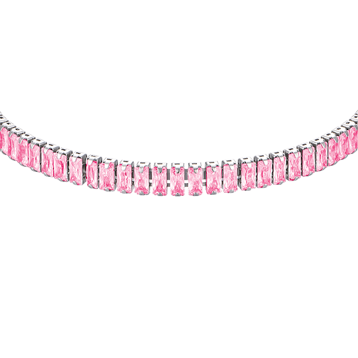 WOMEN'S BRACELET IN STEEL WITH PINK CRYSTALS