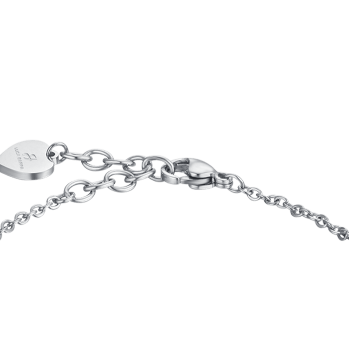 BRACCIALE DONNA IN ACCIAIO CON CUORI TRAFORATI E CRISTALLI BIANCHI