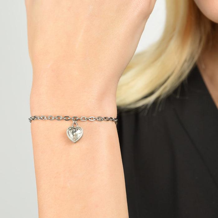 WOMEN'S BRACELET IN STEEL WITH HEART WHITE LIGHT POINT