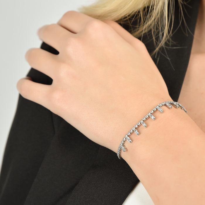 BRACCIALE DONNA IN ACCIAIO CON CRISTALLI BIANCHI