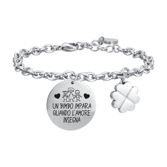 BRACELET EN ACIER POUR FEMME UN ENFANT APPREND QUAND L'AMOUR ENSEIGNE