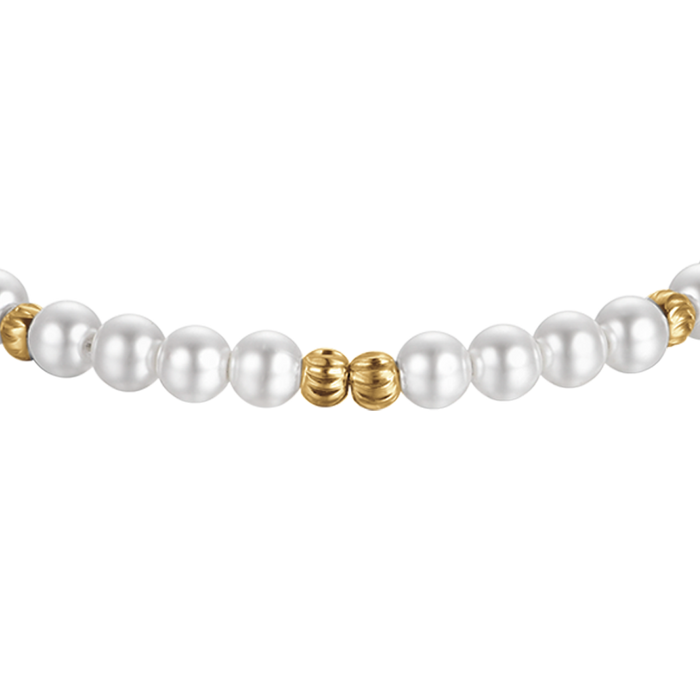 BRACELET FEMME EN ACIER DORÉ IP AVEC PERLES ET ÉLÉMENTS EN ACIER