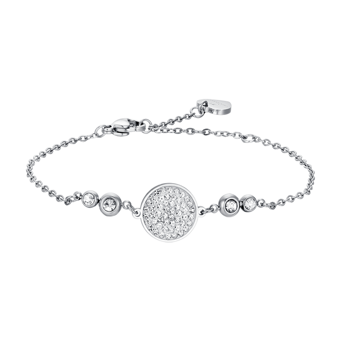 BRACELET EN ACIER POUR FEMME AVEC ÉLÉMENT EN CRISTAL BLANC
