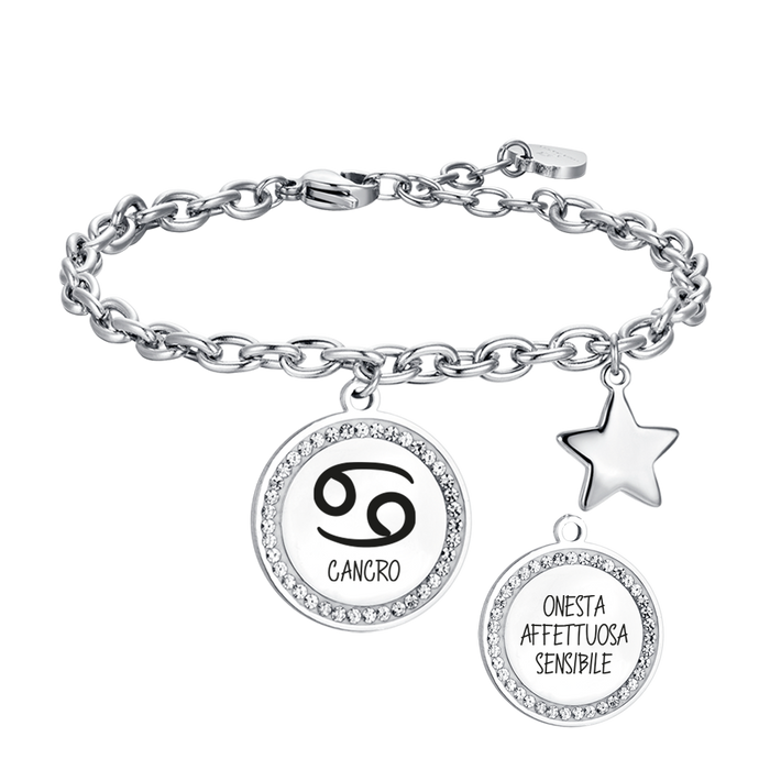 BRACELET ACIER FEMME SIGNE DU ZODIAQUE PLAQUE CANCER