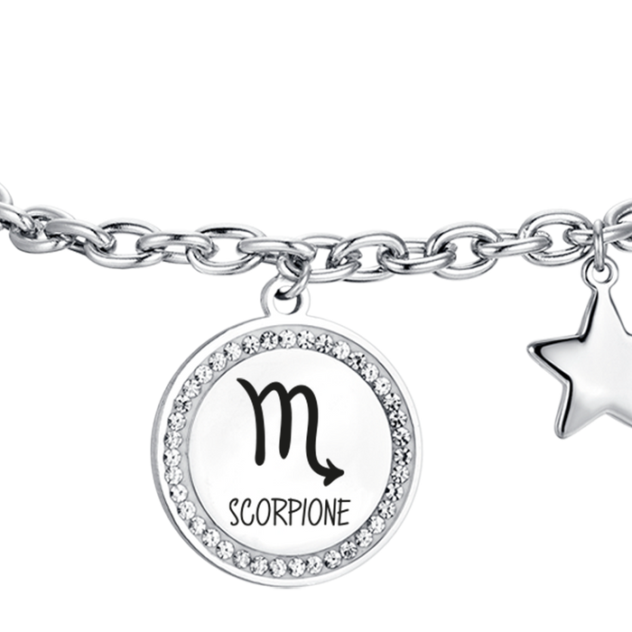 BRACELET FEMME EN ACIER PLAQUE SIGNE DU ZODIAQUE SCORPION