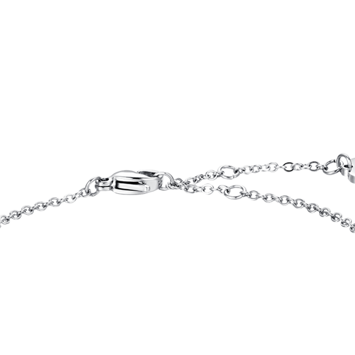 BRACELET FEMME EN ACIER COEUR CRISTAL ROSE ET CRISTAUX BLANCS