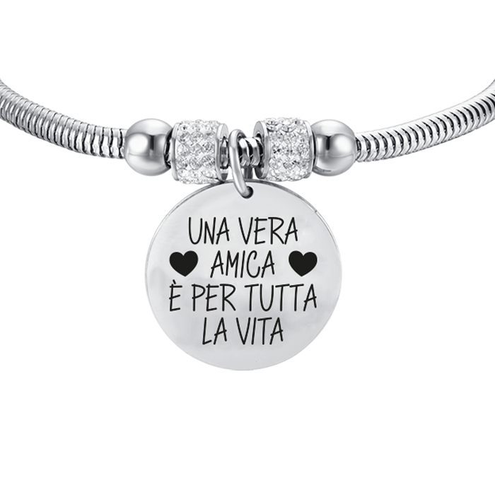 BRACELET EN ACIER POUR FEMME UN VRAI AMI EST POUR LA VIE