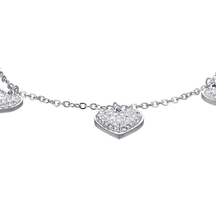 BRACCIALE DONNA IN ACCIAIO CUORI CON CRISTALLI BIANCHI
