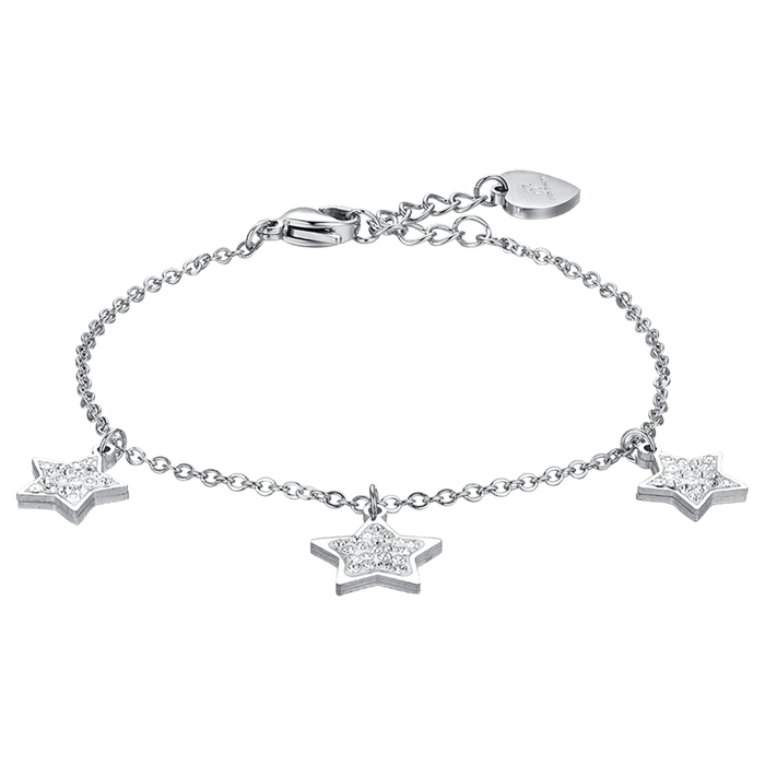BRACELET FEMME EN ACIER ÉTOILES AVEC CRISTAUX BLANCS