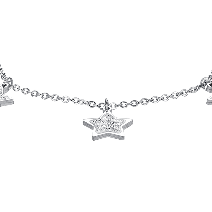 BRACELET FEMME EN ACIER ÉTOILES AVEC CRISTAUX BLANCS