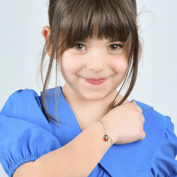 BRACELET EN ACIER POUR FILLE AVEC COCCINELLE