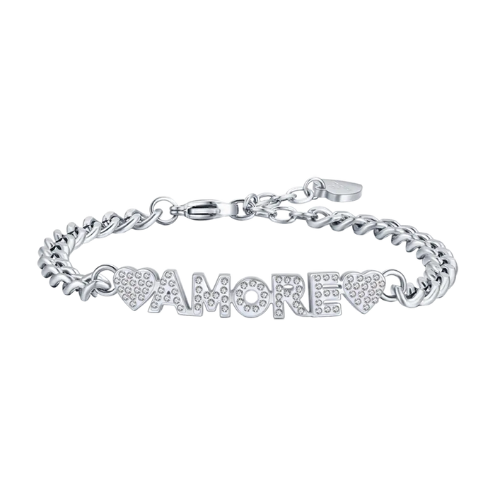 BRACELET FEMME EN ACIER LOVE AVEC CRISTAUX BLANCS
