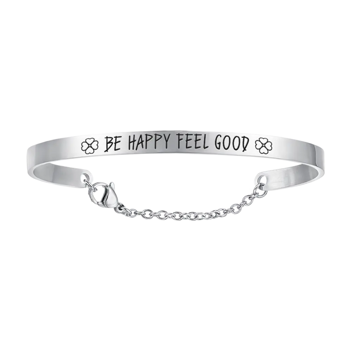 BRACELET EN ACIER POUR FEMME SOYEZ HEUREUX ET SENTEZ-VOUS BIEN