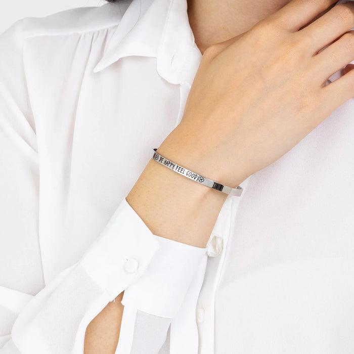 BRACELET EN ACIER POUR FEMME SOYEZ HEUREUX ET SENTEZ-VOUS BIEN