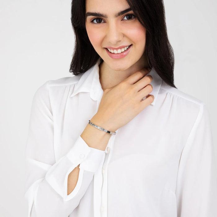 BRACELET EN ACIER POUR FEMME SOYEZ HEUREUX ET SENTEZ-VOUS BIEN