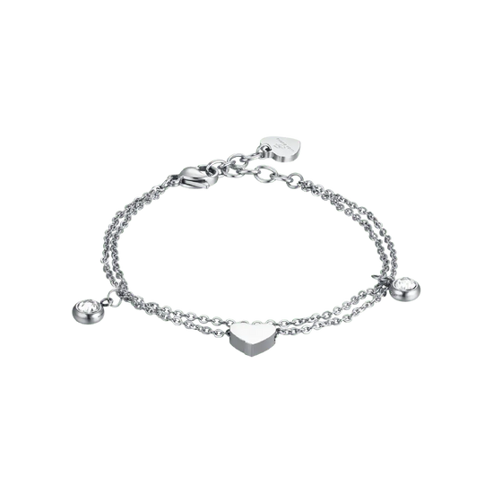 WOMEN'S STEEL BRACELET WITH HEART AND WHITE CRYSTAL