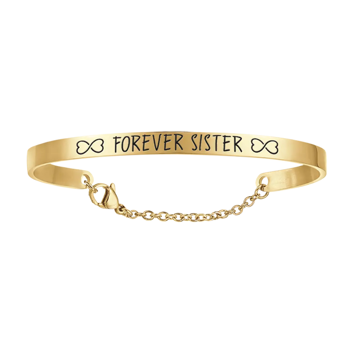 BRACELET FEMME EN ACIER DORÉ AVEC SŒUR POUR TOUJOURS