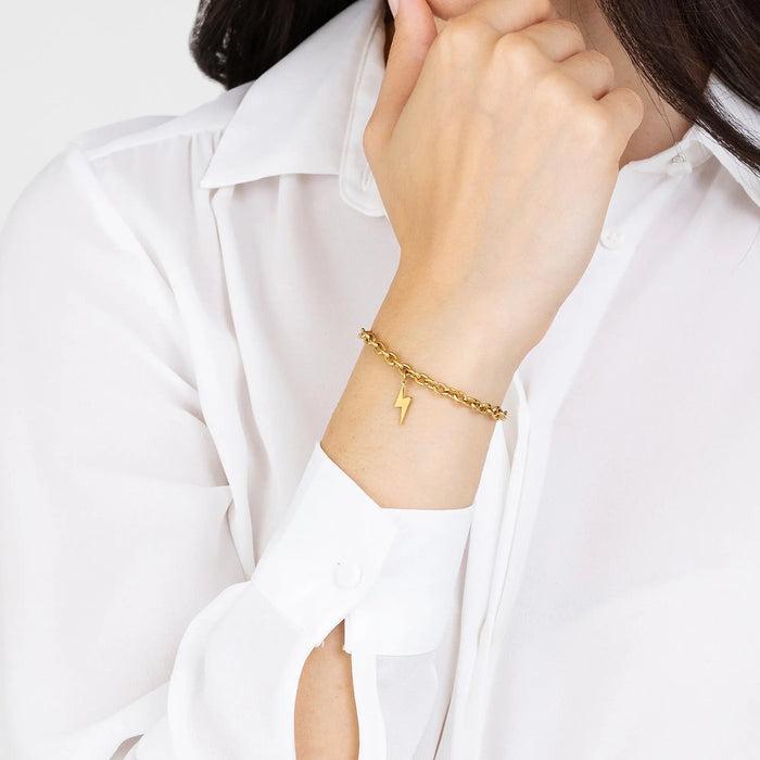 BRACELET FEMME EN ACIER DORÉ AVEC ÉCLAIR