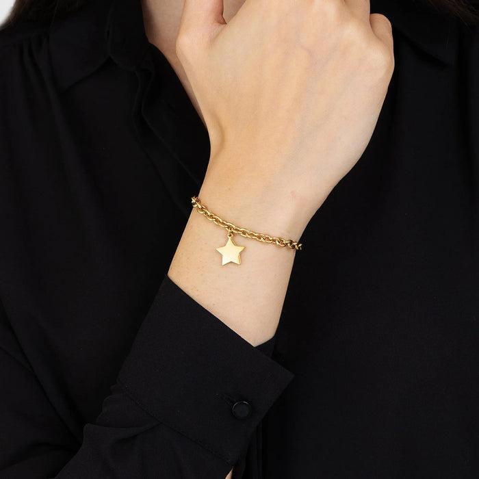BRACELET FEMME EN ACIER DORÉ AVEC ÉTOILE