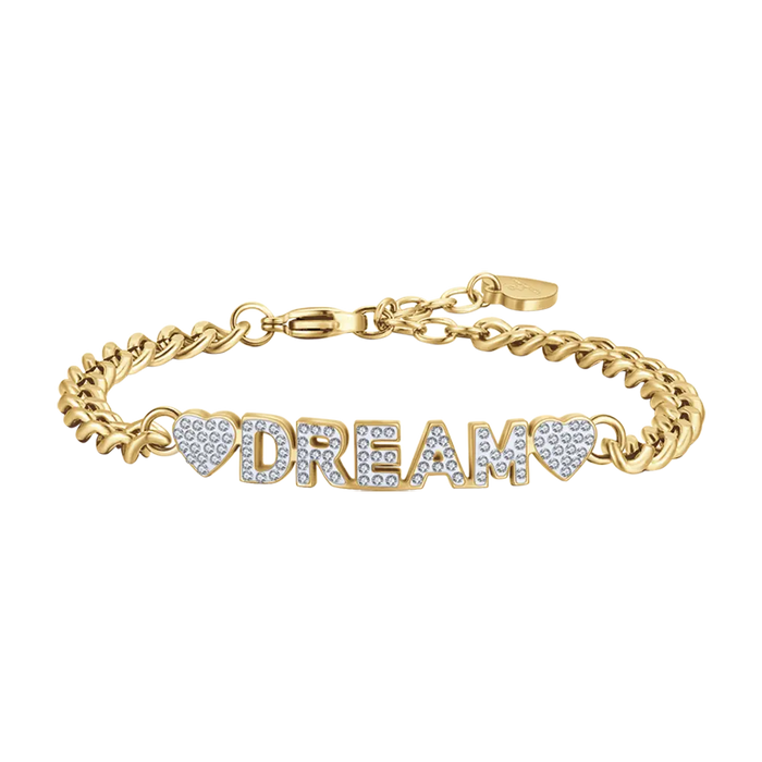 BRACELET FEMME EN ACIER DORÉ DREAM AVEC CRISTAUX BLANCS