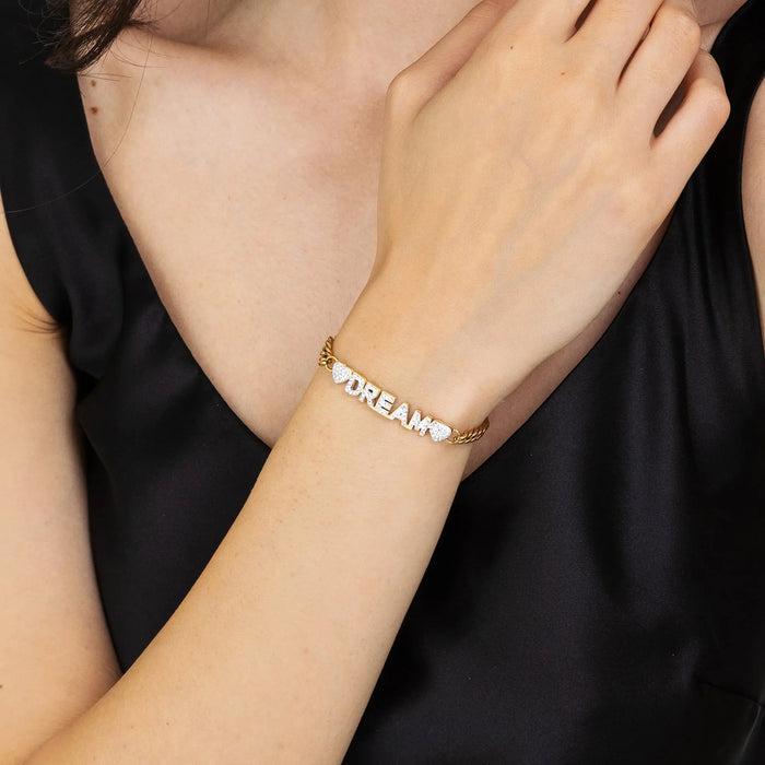 BRACELET FEMME EN ACIER DORÉ DREAM AVEC CRISTAUX BLANCS