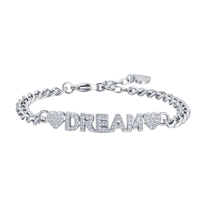 BRACELET DE RÊVE EN ACIER POUR FEMME AVEC CRISTAUX BLANCS