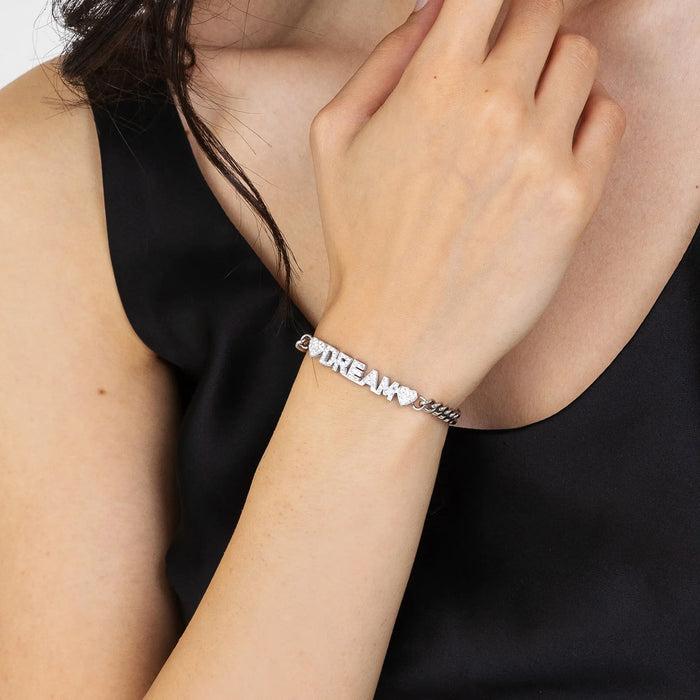BRACELET DE RÊVE EN ACIER POUR FEMME AVEC CRISTAUX BLANCS