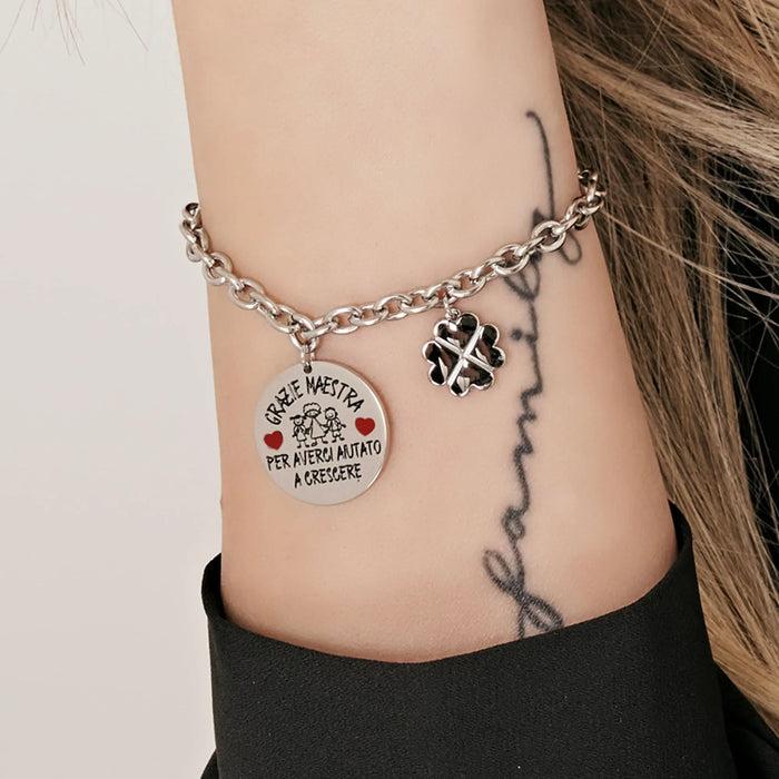 BRACELET EN ACIER POUR FEMME MERCI PROFESSEUR DE NOUS AIDEZ À GRANDIR