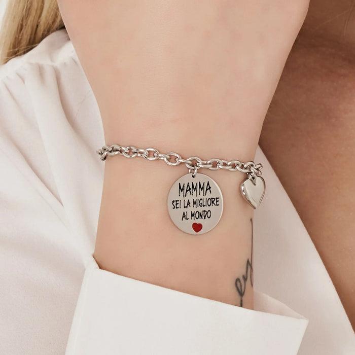 BRACELET ACIER FEMME MAMAN TU ES LA MEILLEURE DU MONDE