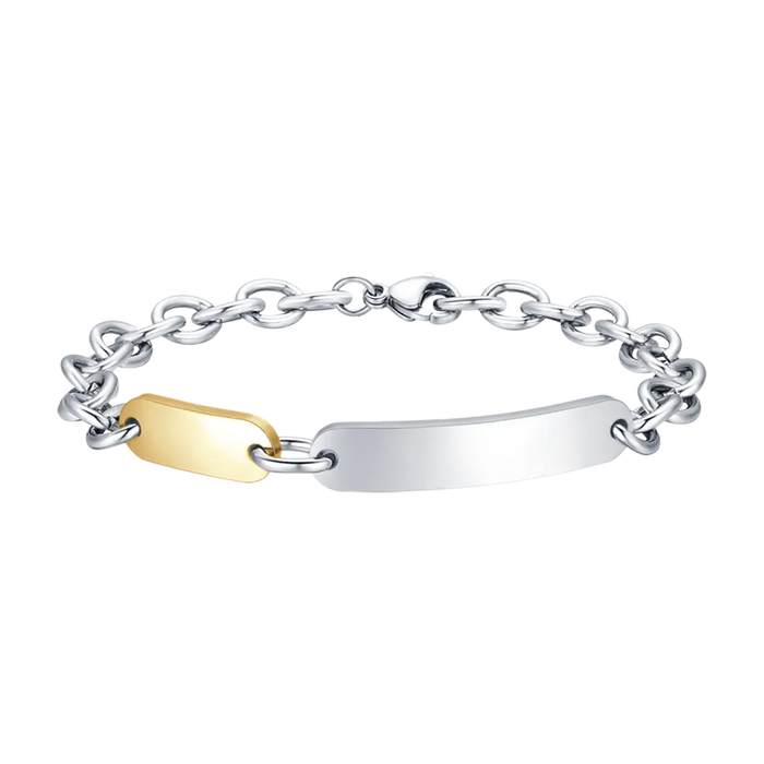 BRACELET EN ACIER POUR HOMME AVEC ÉLÉMENT EN ACIER DORÉ