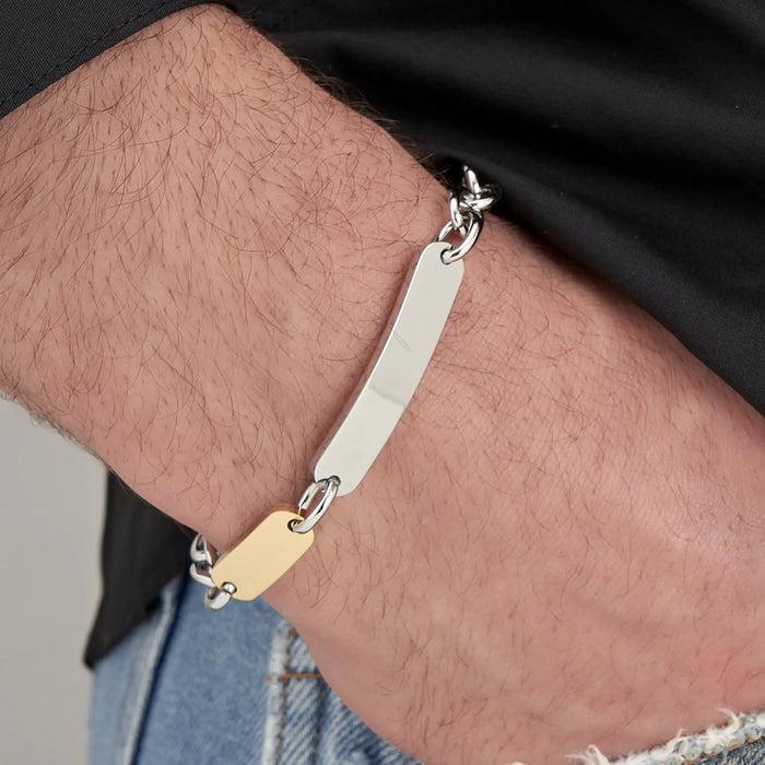 BRACELET EN ACIER POUR HOMME AVEC ÉLÉMENT EN ACIER DORÉ