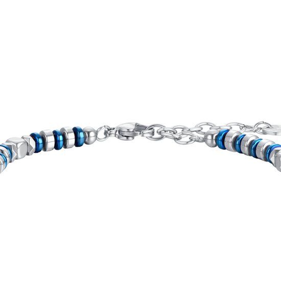 MEN'S BRACELET IN STEEL WITH BLUE HEMATITE AND SILVER