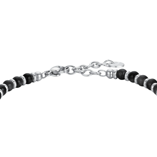 MEN'S STEEL BRACELET WITH AGATE STONES AND STEEL SPHERES
