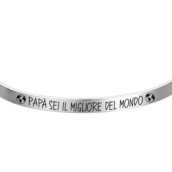 MEN'S BRACELET IN STEEL WITH BLACK ENAMEL "DAD YOU ARE THE BEST IN THE WORLD"