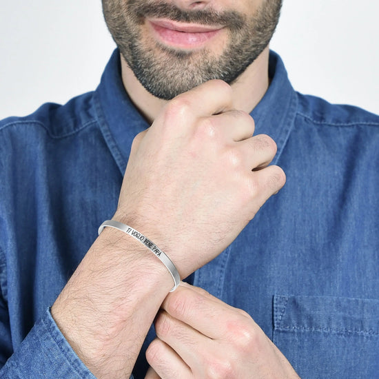 MEN'S BRACELET IN STEEL WITH BLACK ENAMEL "I LOVE YOU DAD"