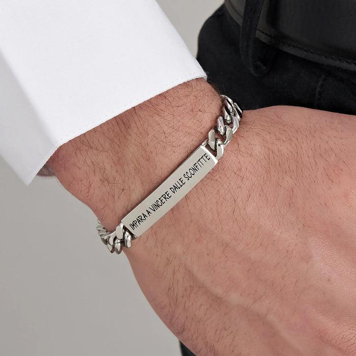 BRACELET EN ACIER POUR HOMME APPRENEZ À GAGNER DE VOS DÉFAITES