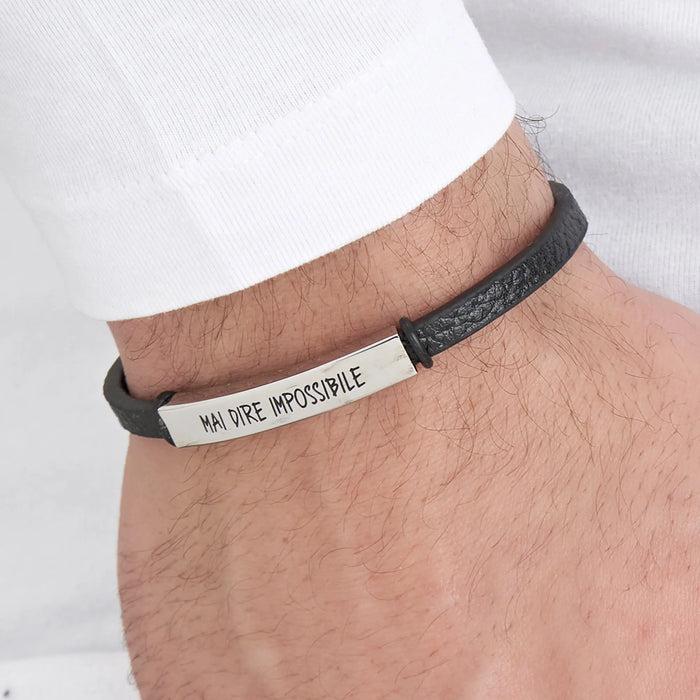 BRACELET EN ACIER POUR HOMME NE DITES JAMAIS IMPOSSIBLE