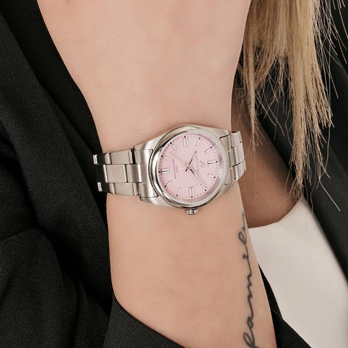 MONTRE FEMME EN ACIER AVEC CADRAN ROSE