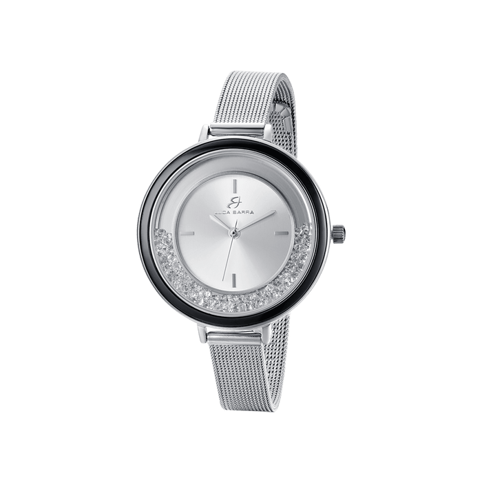 MONTRE FEMME AVEC BOÎTIER EN ACIER ET LUNETTE EN CÉRAMIQUE