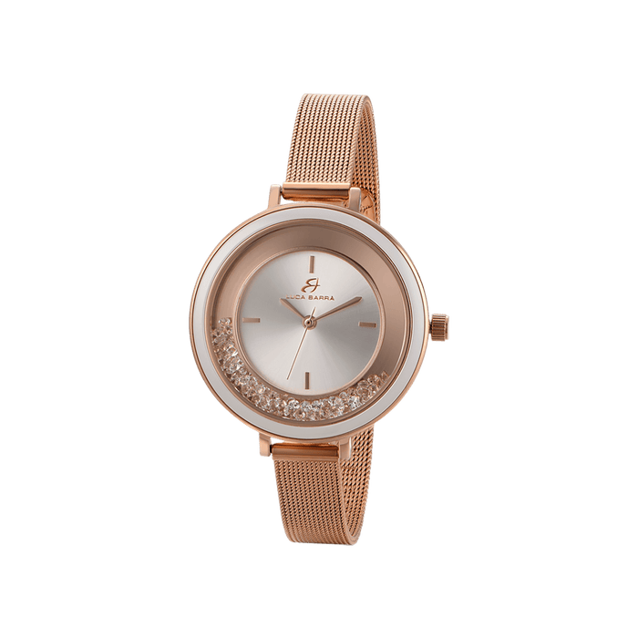 MONTRE FEMME AVEC BOÎTIER EN ACIER ET LUNETTE EN CÉRAMIQUE