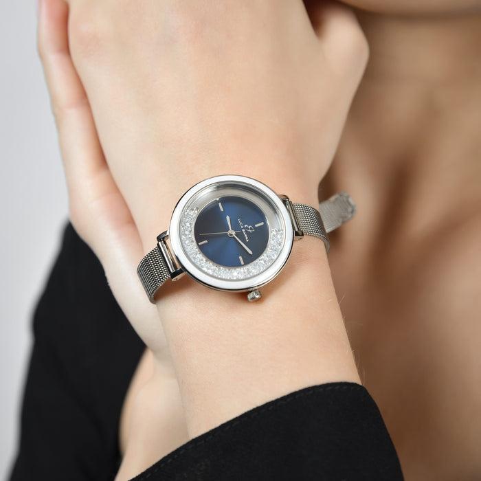 MONTRE FEMME AVEC BOÎTIER EN ACIER LUNETTE EN CÉRAMIQUE BLANCHE