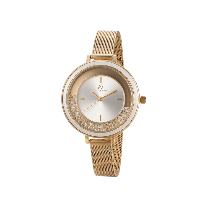 MONTRE FEMME AVEC BOÎTIER EN ACIER ET LUNETTE EN CÉRAMIQUE
