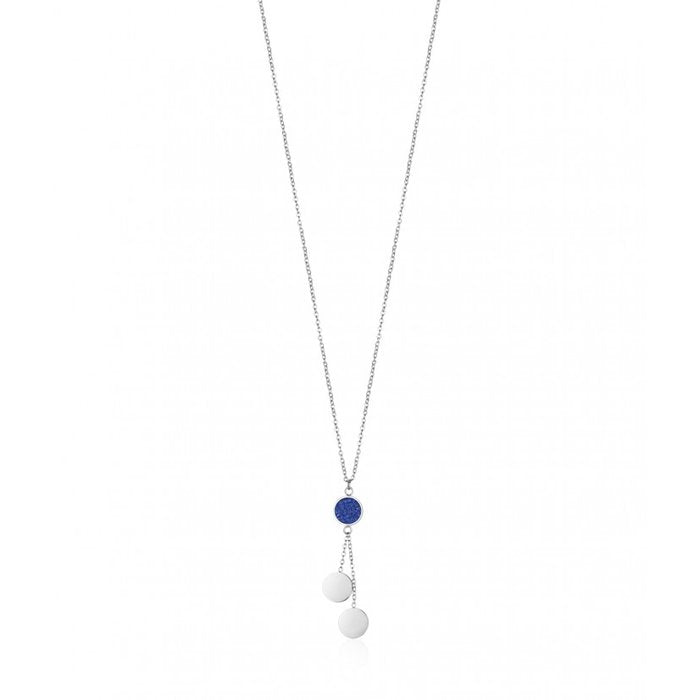 Collier avec pendentif en forme de cercle de pierre bleue