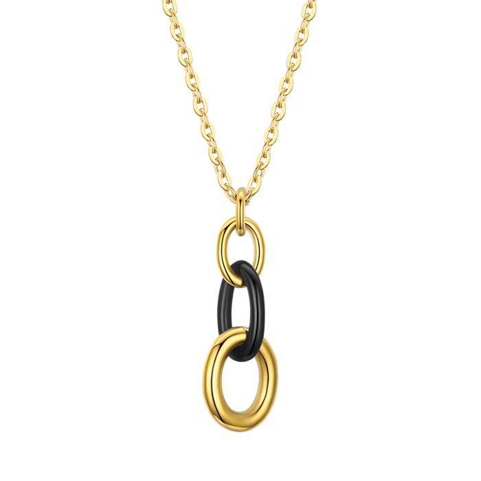 COLLANA IN ACCIAIO IP GOLD E ACCIAIO IP NERO